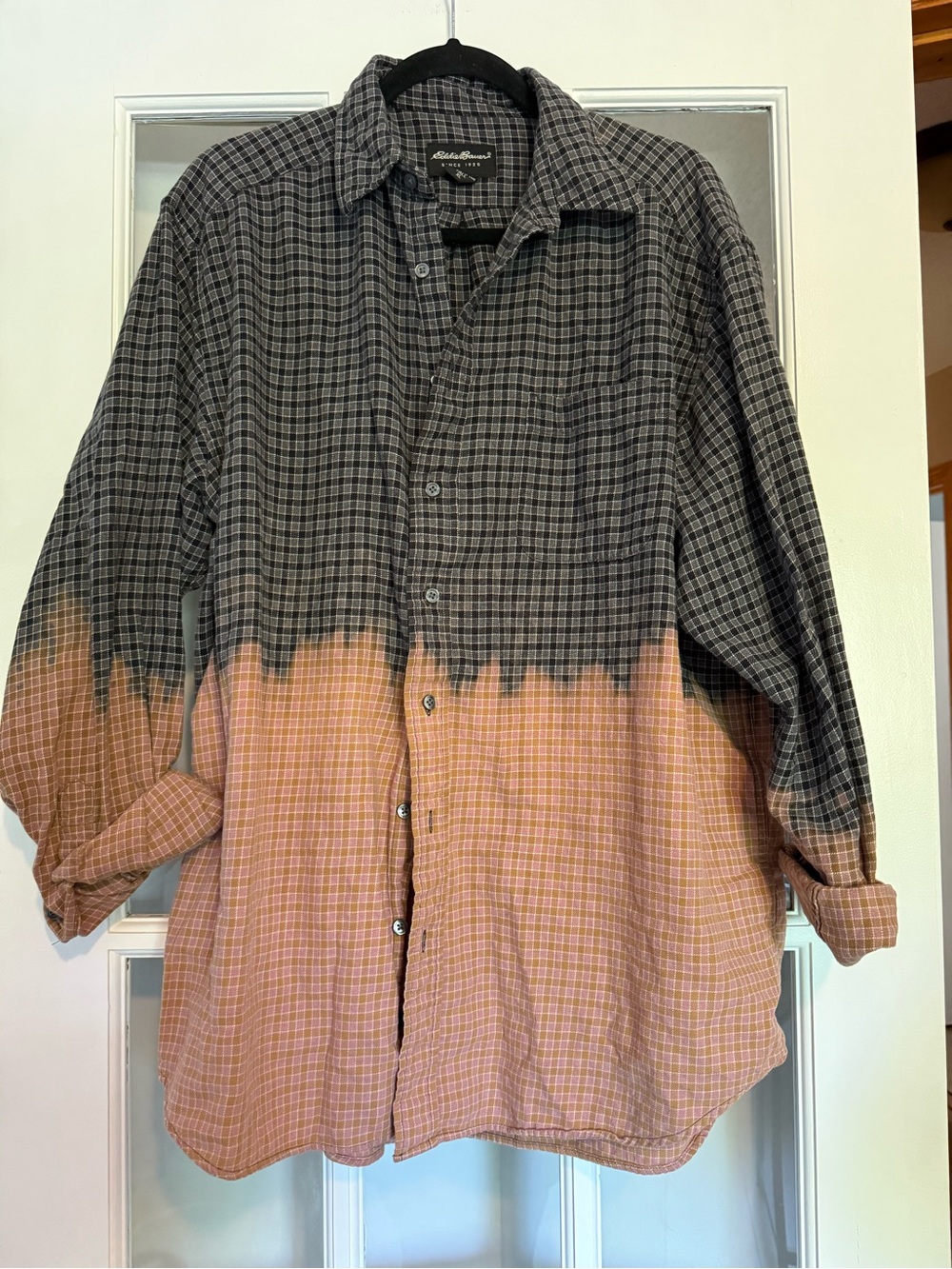 Eddie Bauer Black & White Plaid Button-Up Shirt